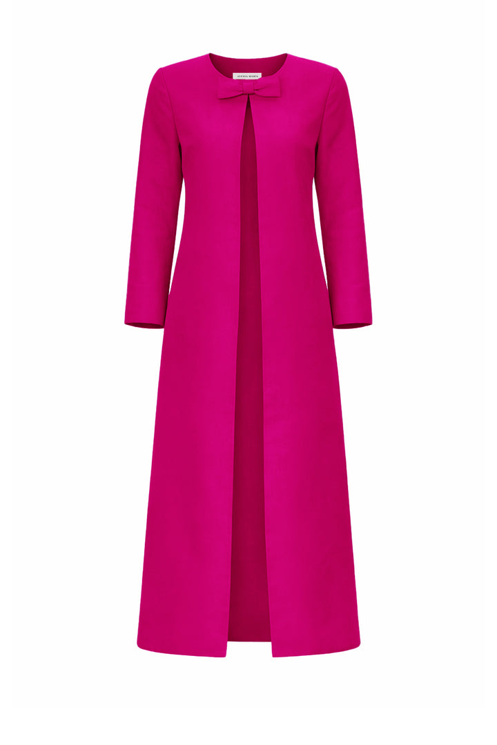 Jackie Silk Faille Bow Mid-Length Coat