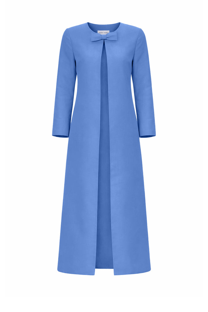 Jackie Silk Faille Bow Mid-Length Coat