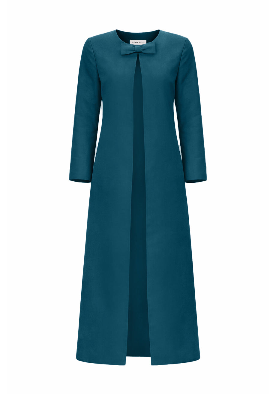 Jackie Silk Faille Bow Mid-Length Coat