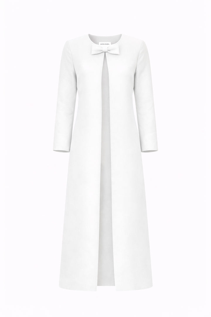 Jackie Silk Faille Bow Mid-Length Coat