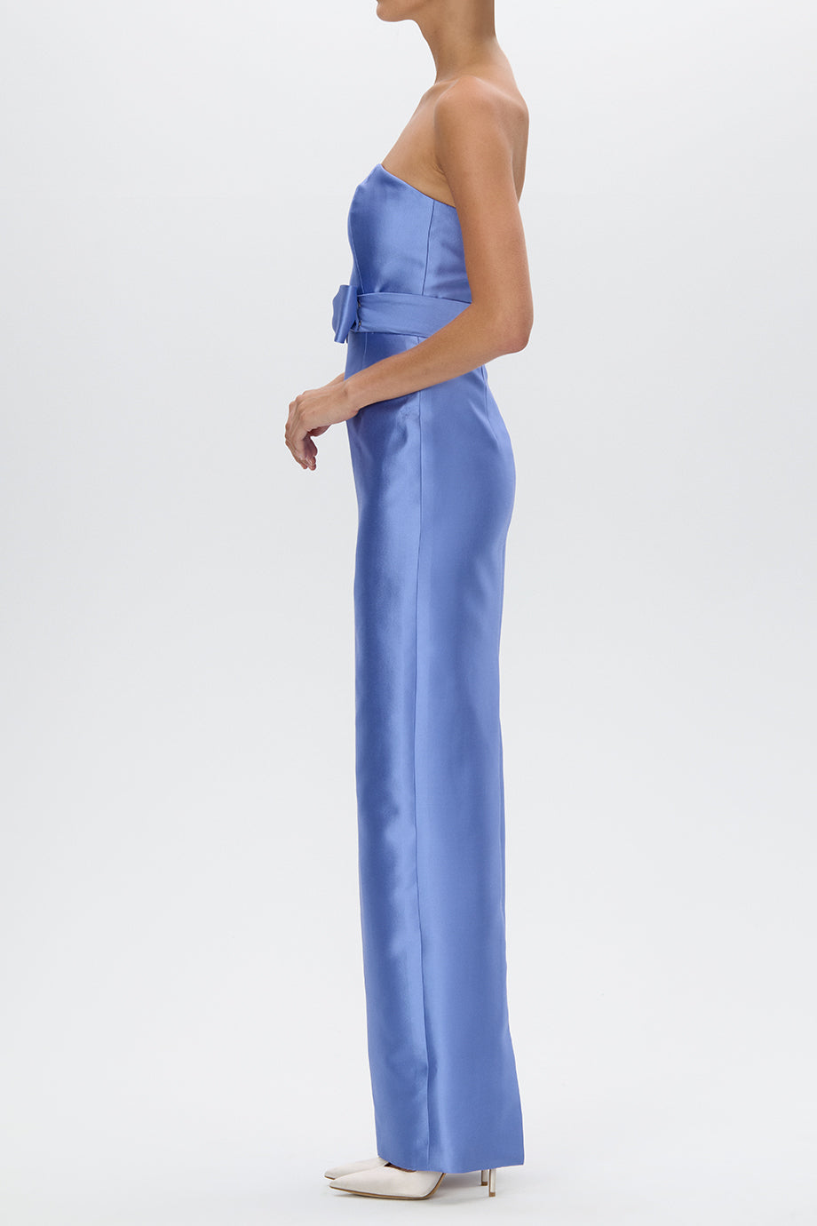 Juliette Silk and Wool Column Gown with Bow Belt