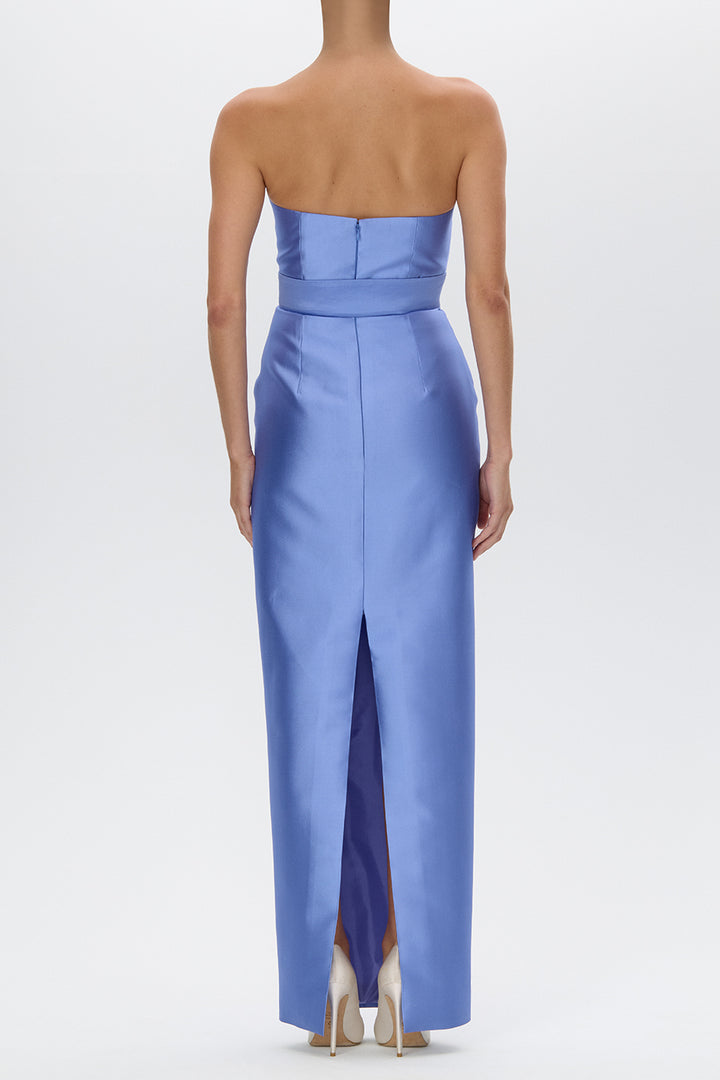 Juliette Silk and Wool Column Gown with Bow Belt