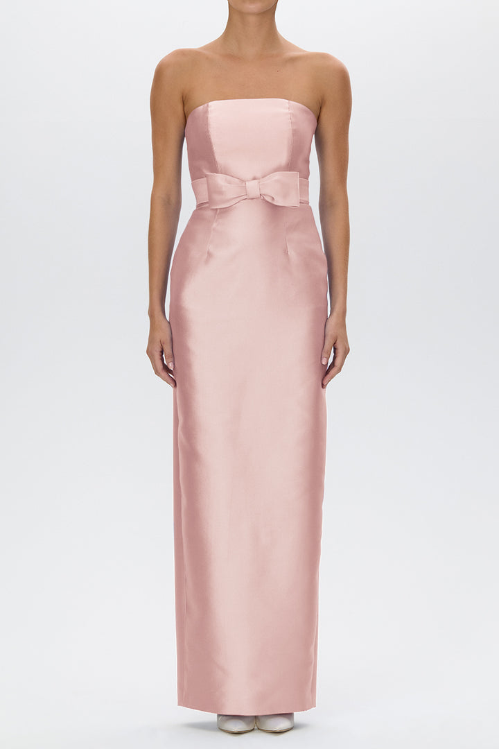 Juliette Silk and Wool Column Gown with Bow Belt