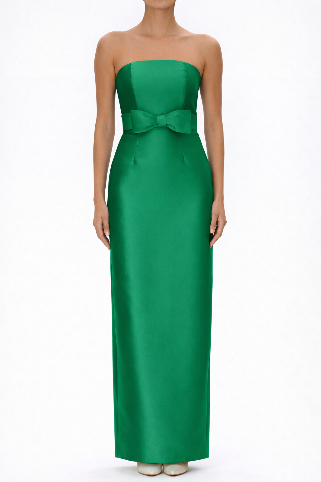 Juliette Silk and Wool Column Gown with Bow Belt