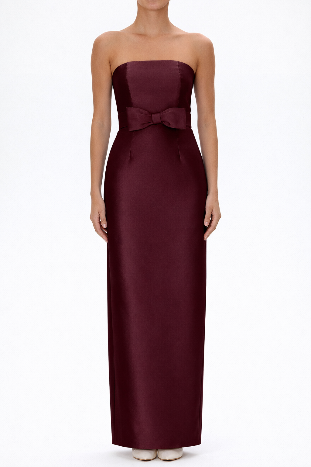 Juliette Silk and Wool Column Gown with Bow Belt