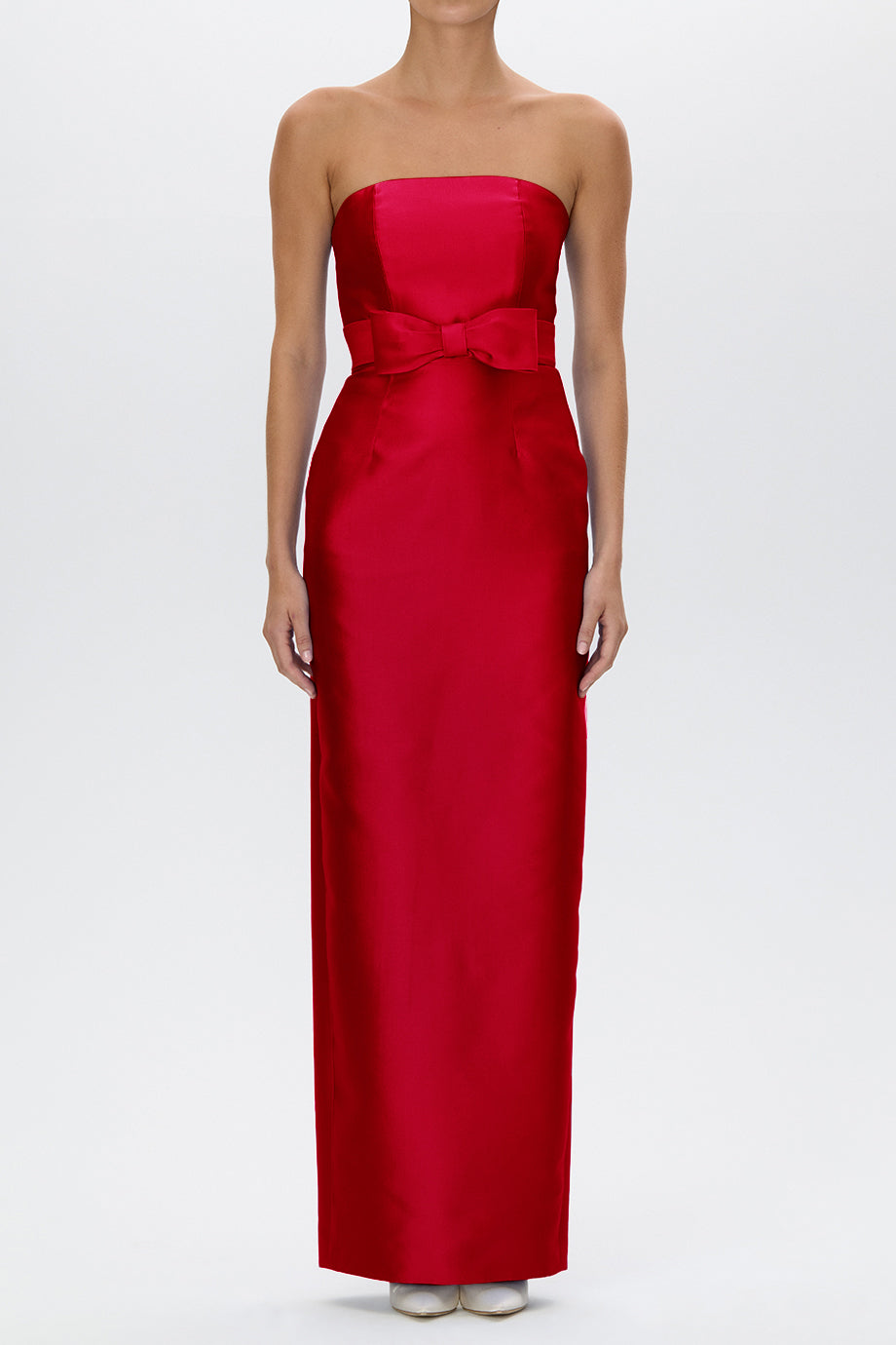 Juliette Silk and Wool Column Gown with Bow Belt