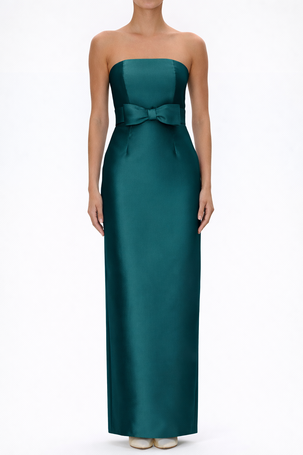 Juliette Silk and Wool Column Gown with Bow Belt