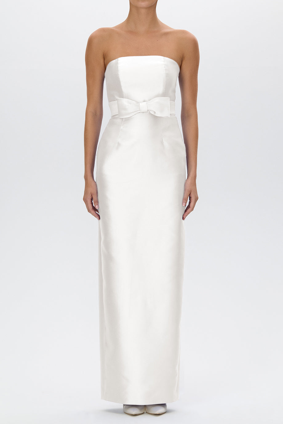 Juliette Silk and Wool Column Gown with Bow Belt