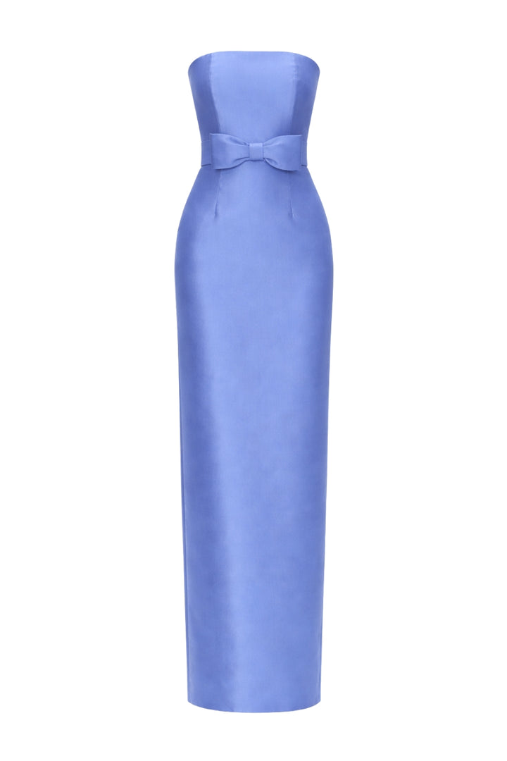 Juliette Silk and Wool Column Gown with Bow Belt