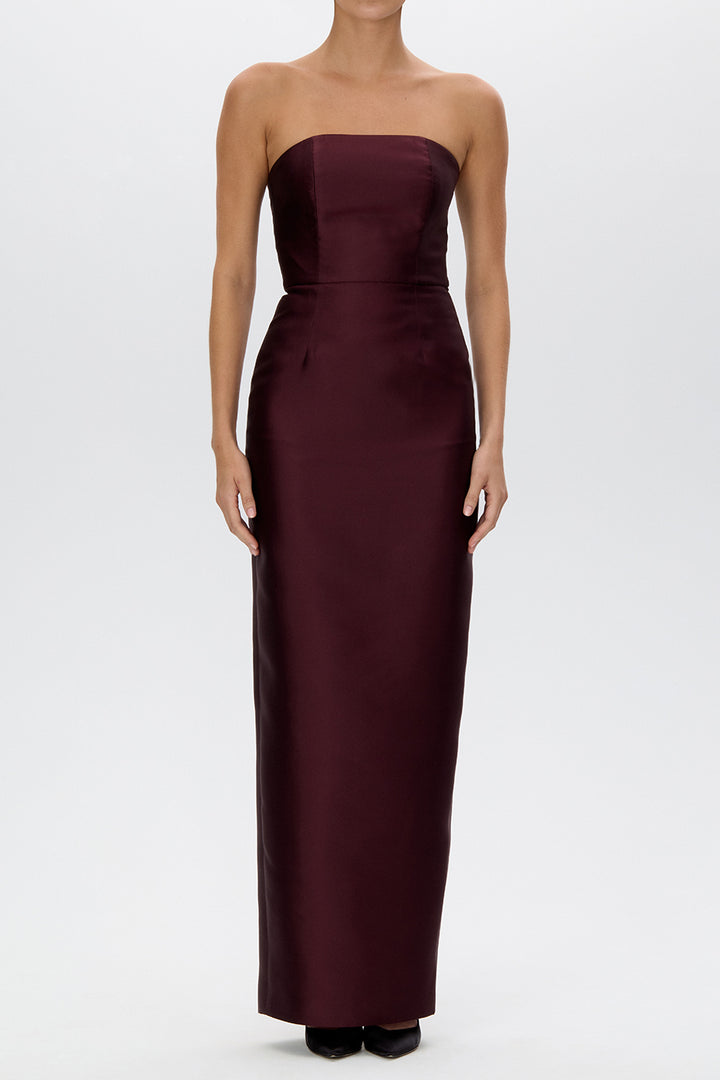 Juliette Silk and Wool Column Gown with Bow Belt