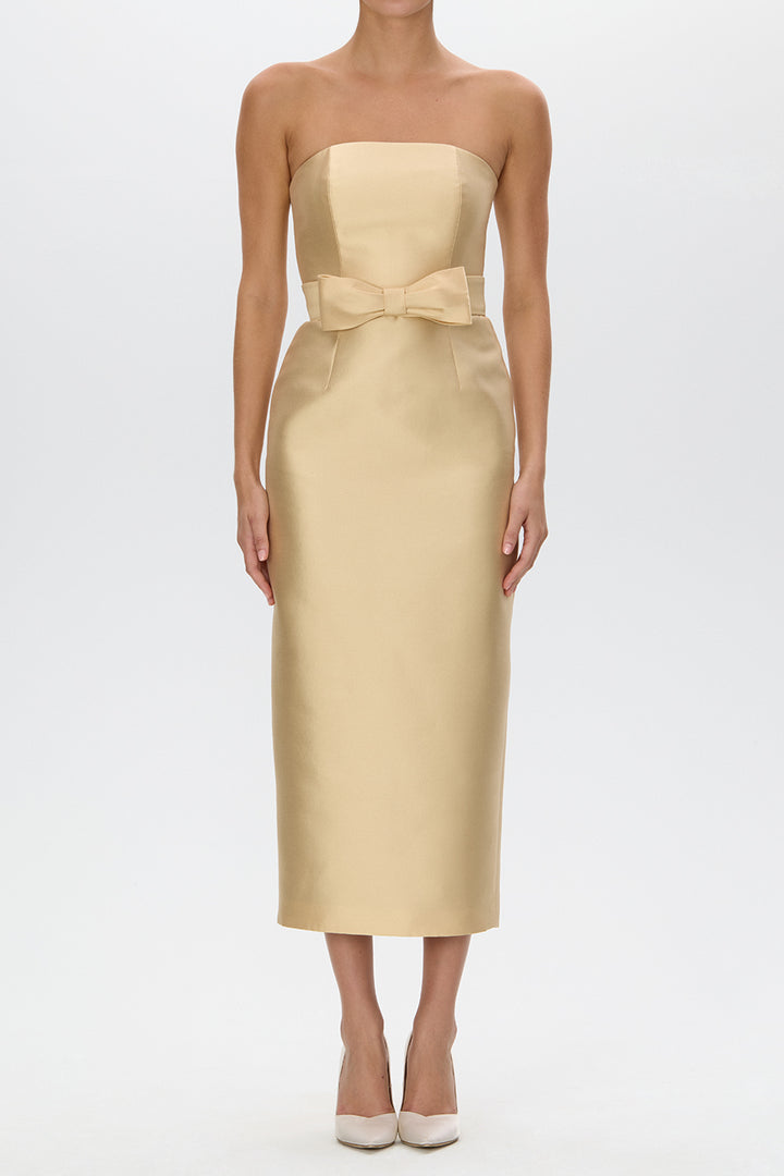 Juliette Silk and Wool Midi Dress with Bow Belt