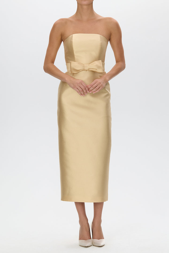 Juliette Silk and Wool Midi Dress with Bow Belt