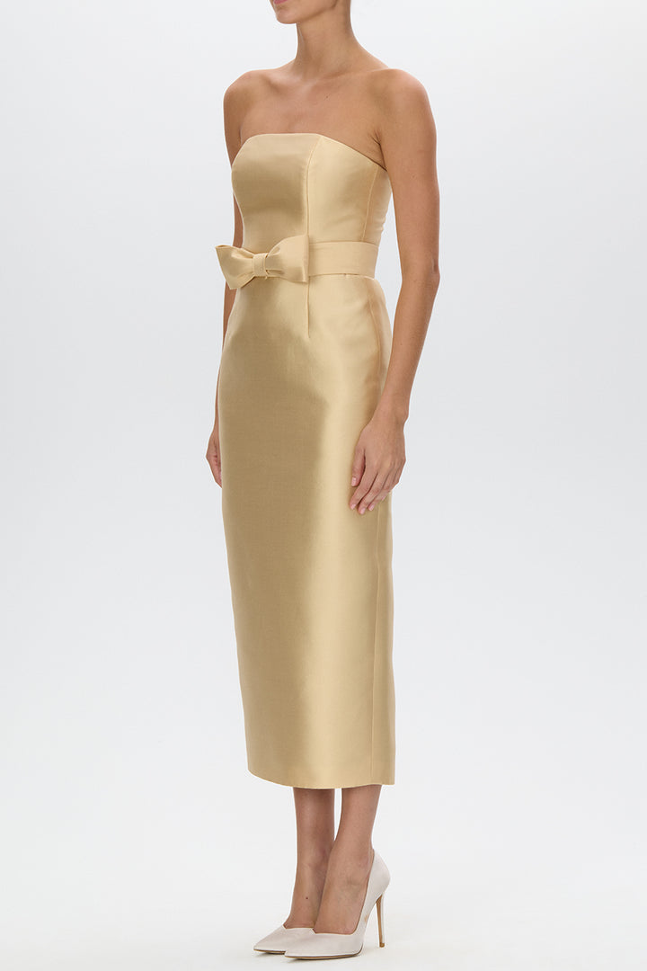 Juliette Silk and Wool Midi Dress with Bow Belt