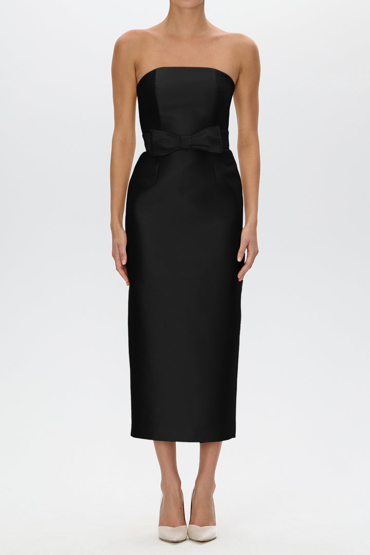 Juliette Silk and Wool Midi Dress with Bow Belt