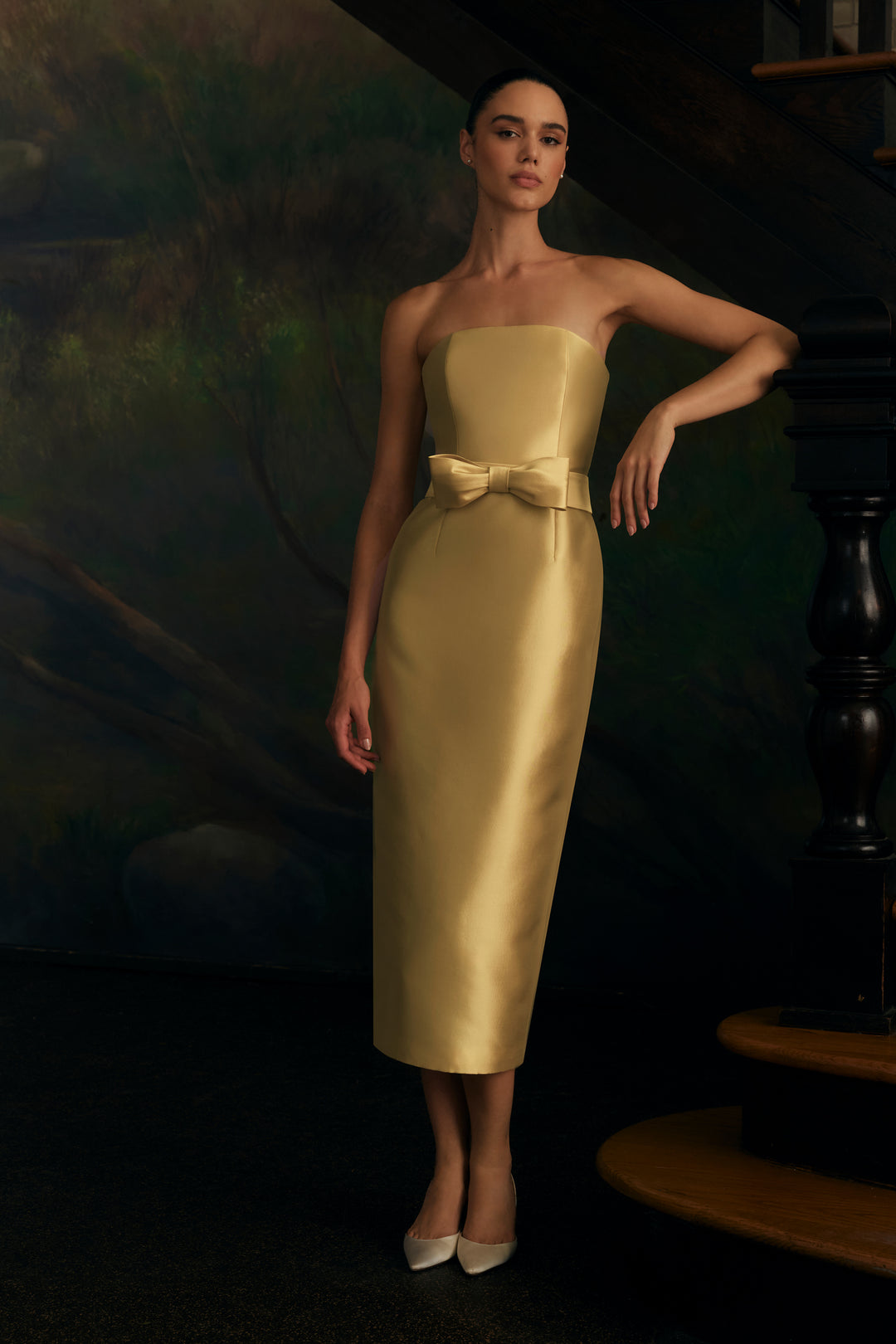 Juliette Silk and Wool Midi Dress with Bow Belt