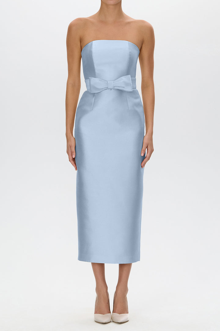 Juliette Silk and Wool Midi Dress with Bow Belt