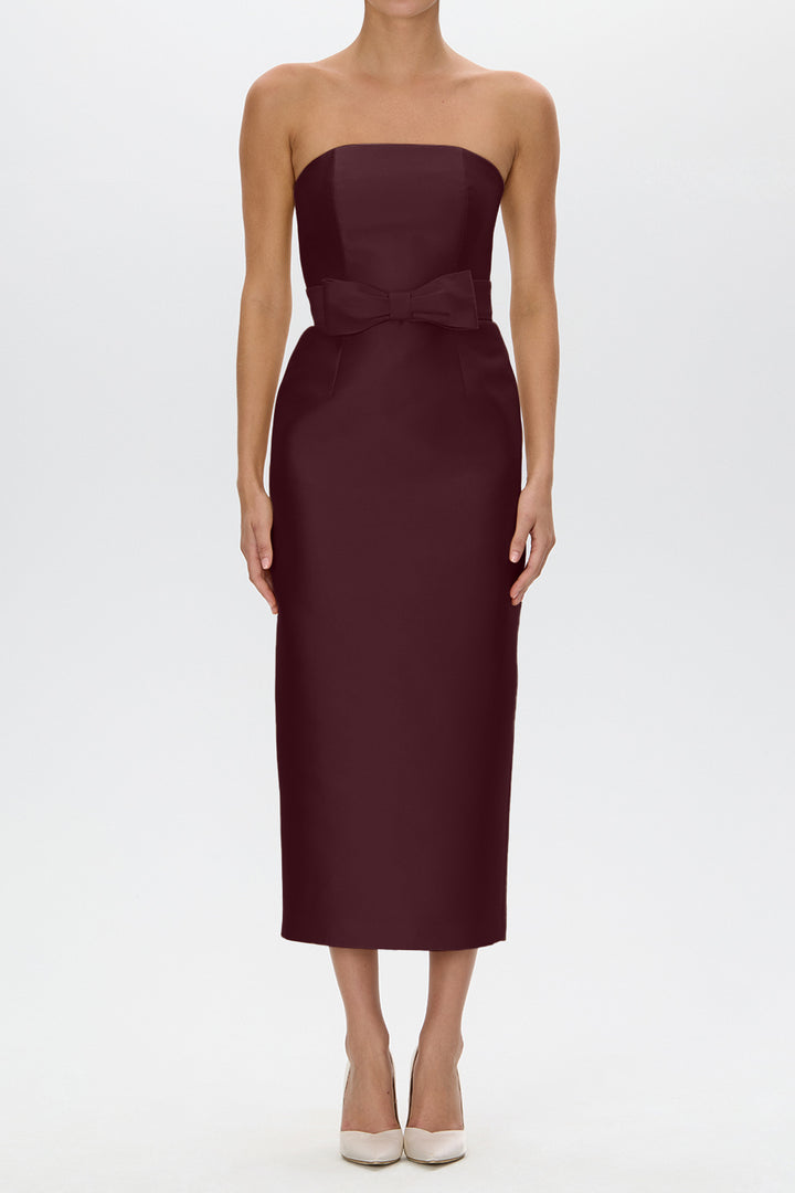 Juliette Silk and Wool Midi Dress with Bow Belt