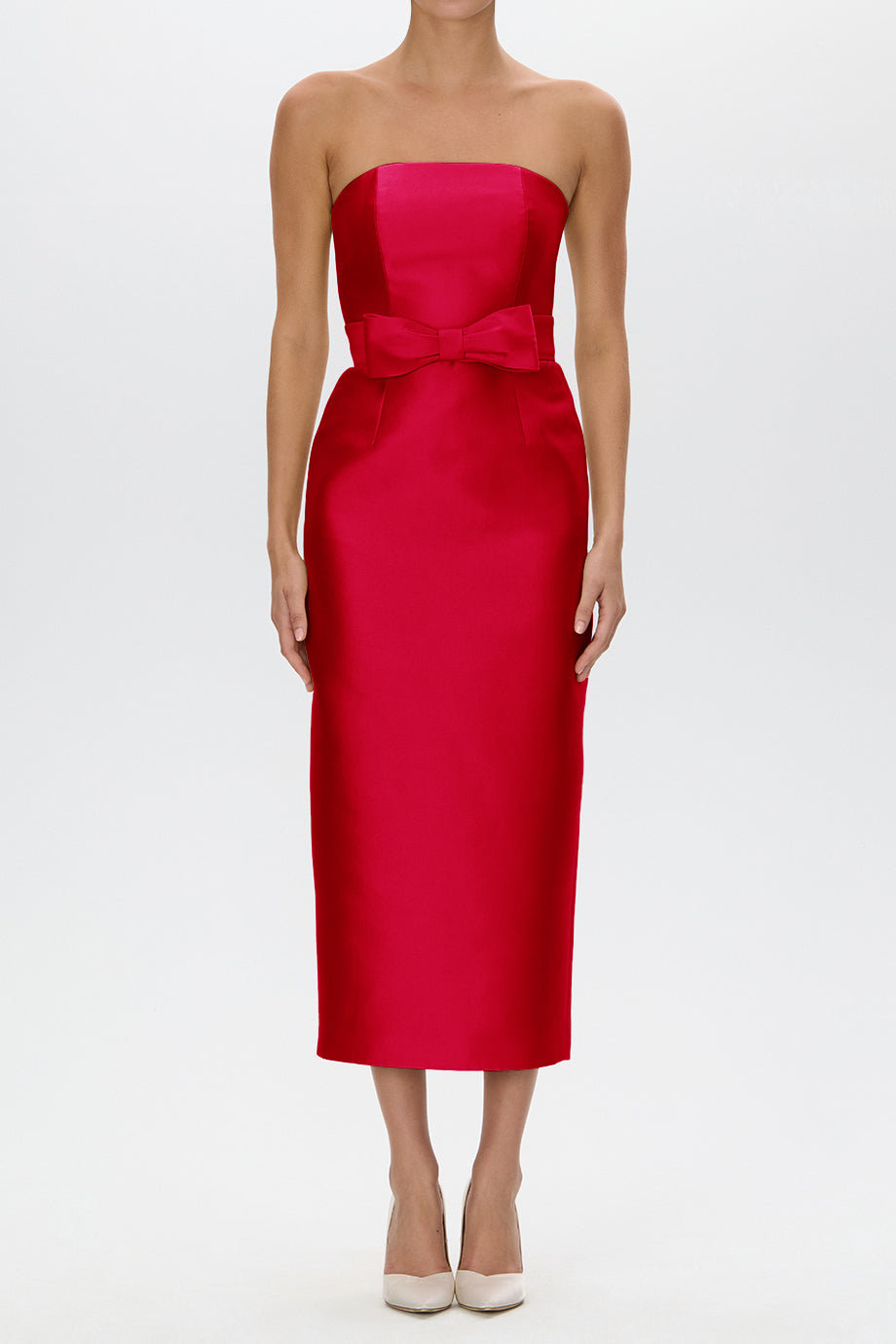 Juliette Silk and Wool Midi Dress with Bow Belt