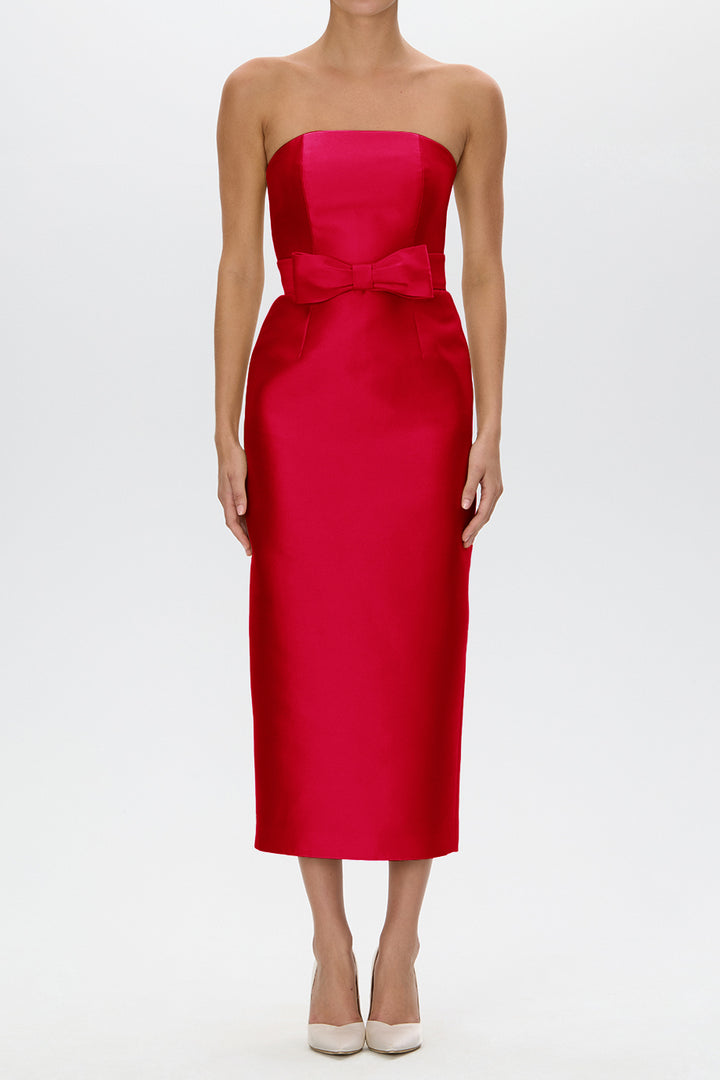 Juliette Silk and Wool Midi Dress with Bow Belt
