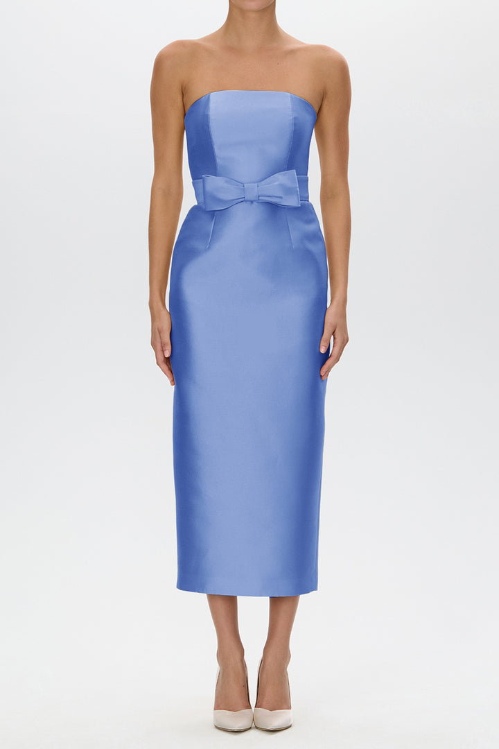 Juliette Silk and Wool Midi Dress with Bow Belt