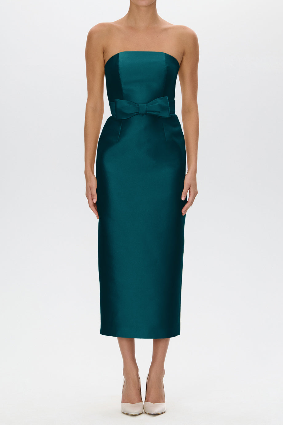 Juliette Silk and Wool Midi Dress with Bow Belt