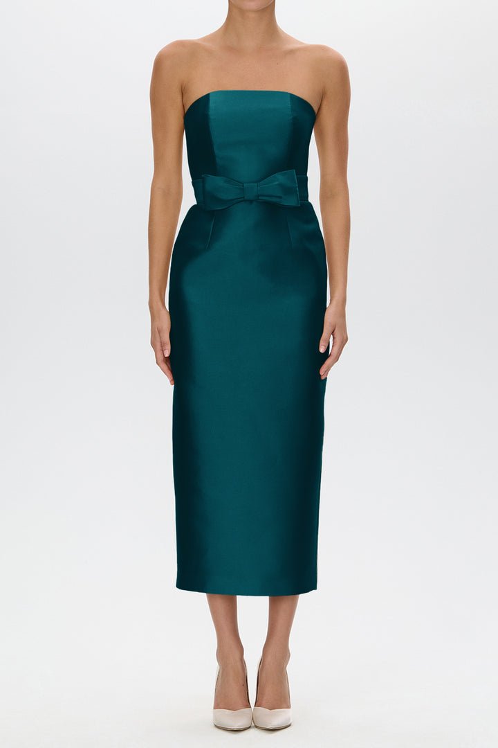 Juliette Silk and Wool Midi Dress with Bow Belt