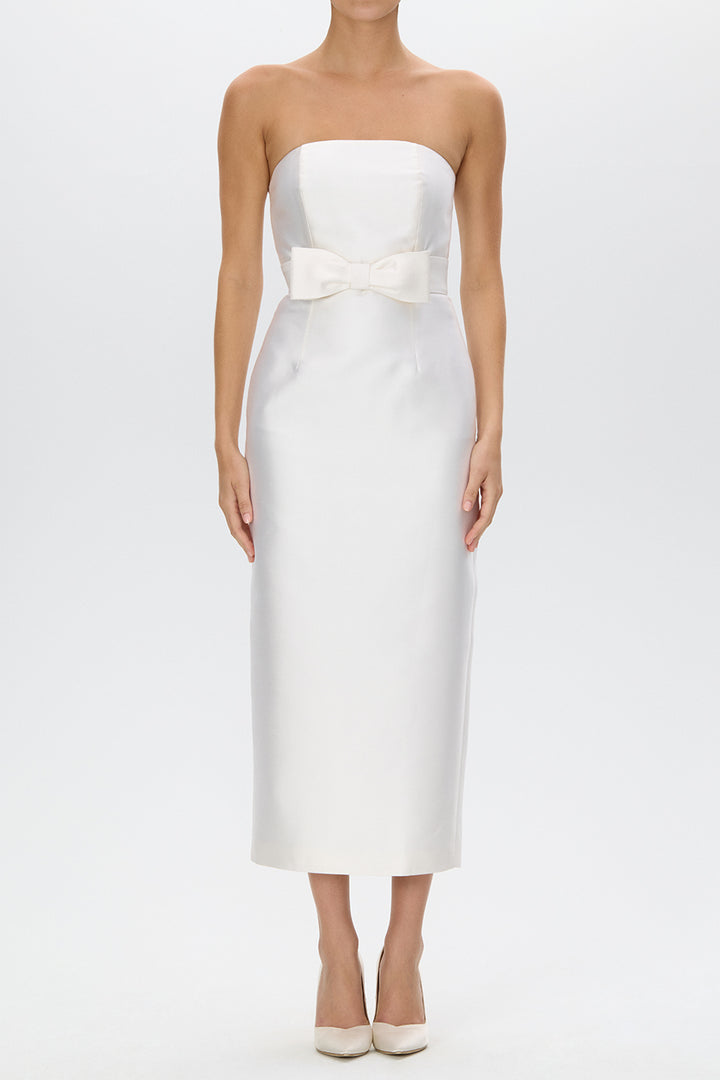Juliette Silk and Wool Midi Dress with Bow Belt