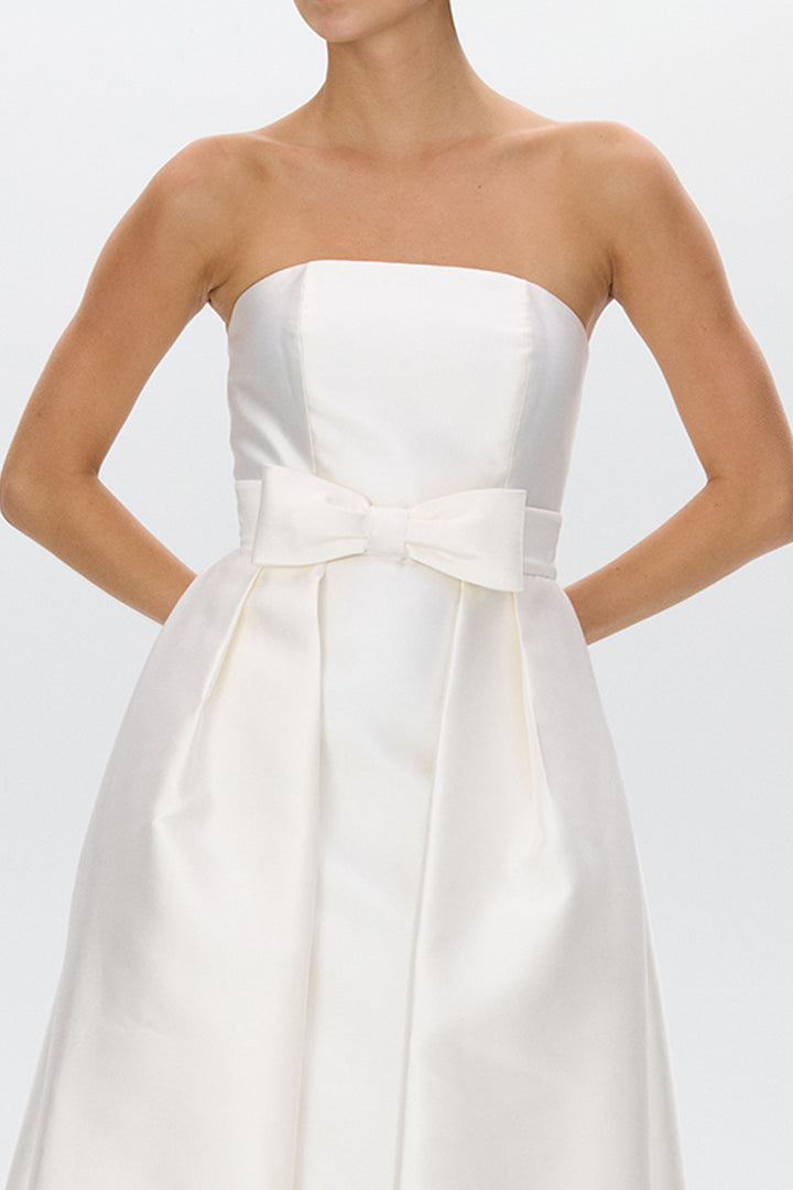 Juliette Silk and Wool Midi Dress with Mid-Length Bow Convertible Skirt