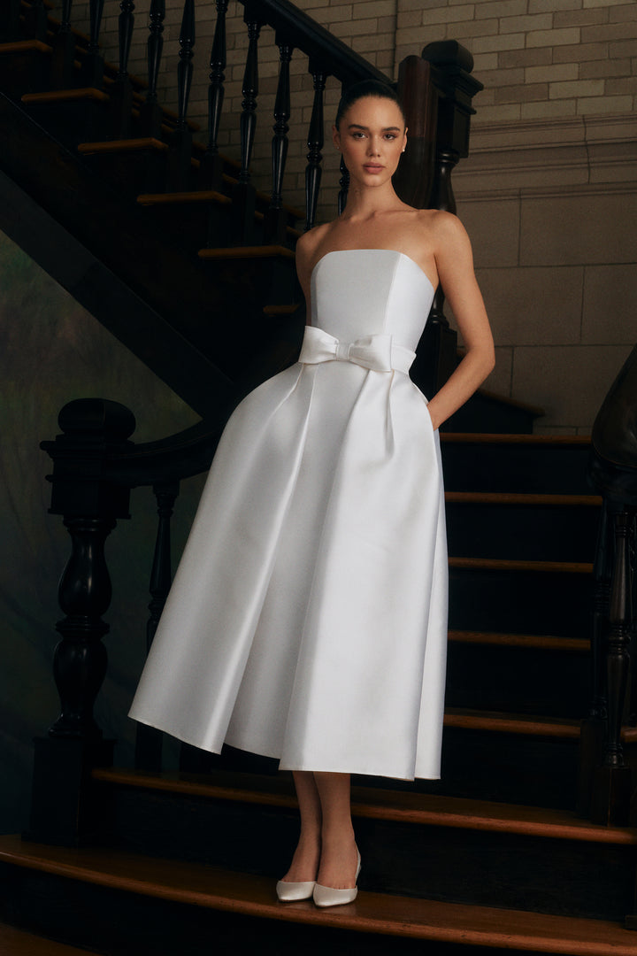 Silk and Wool Mid-Length Bow Convertible Skirt