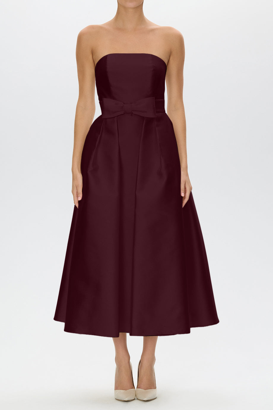 Juliette Silk and Wool Midi Dress with Mid-Length Bow Convertible Skirt