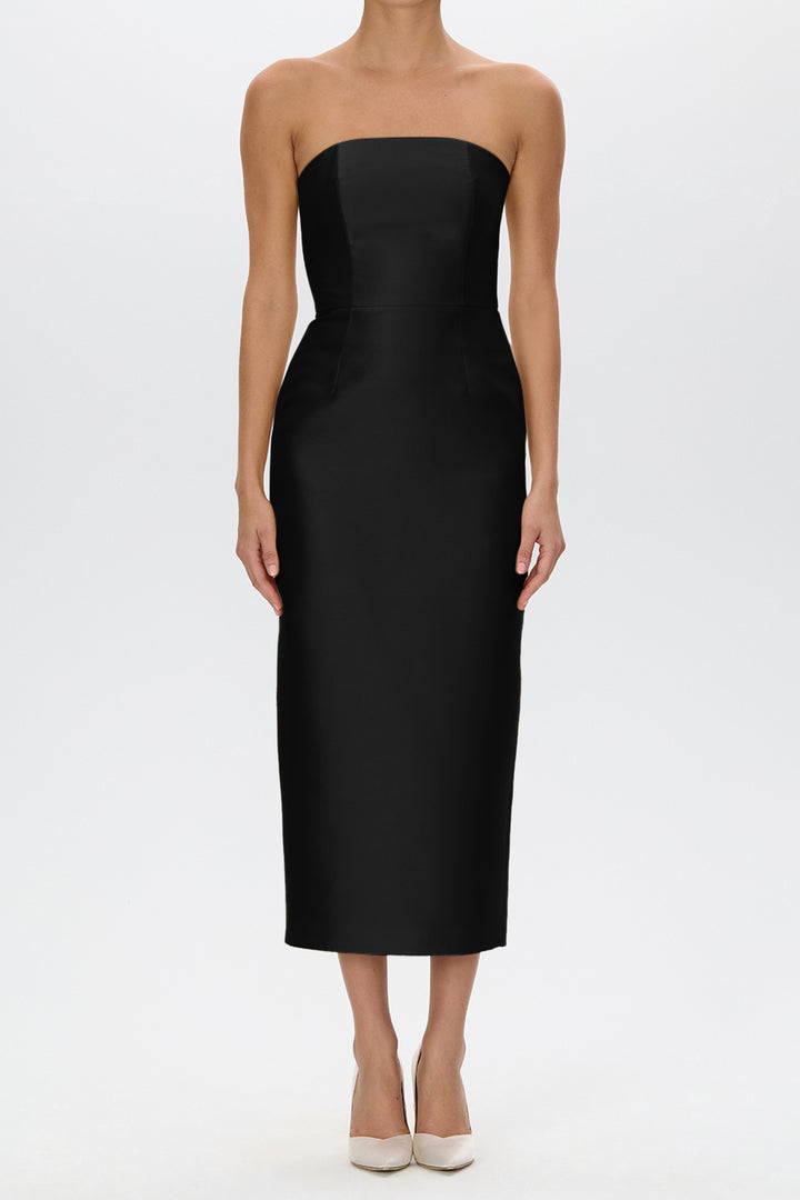 Juliette Silk and Wool Midi Dress with Bow Belt