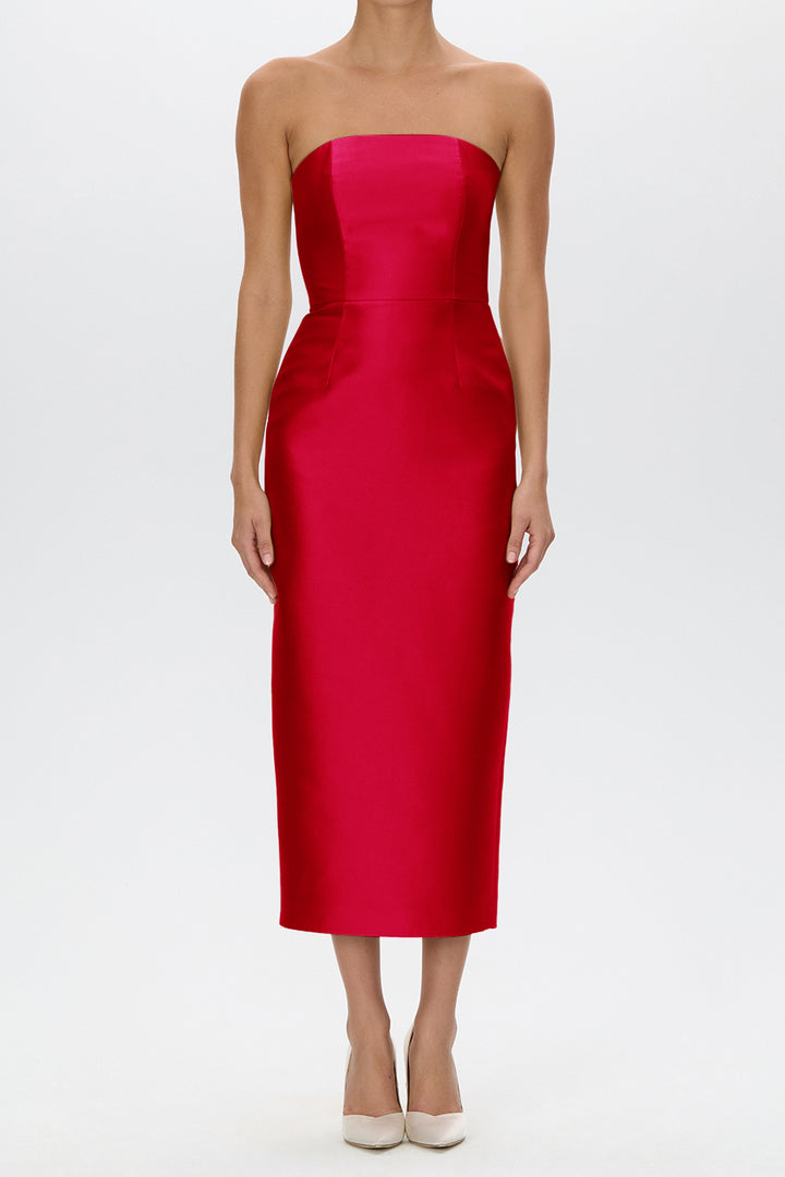 Juliette Silk and Wool Midi Dress with Bow Belt