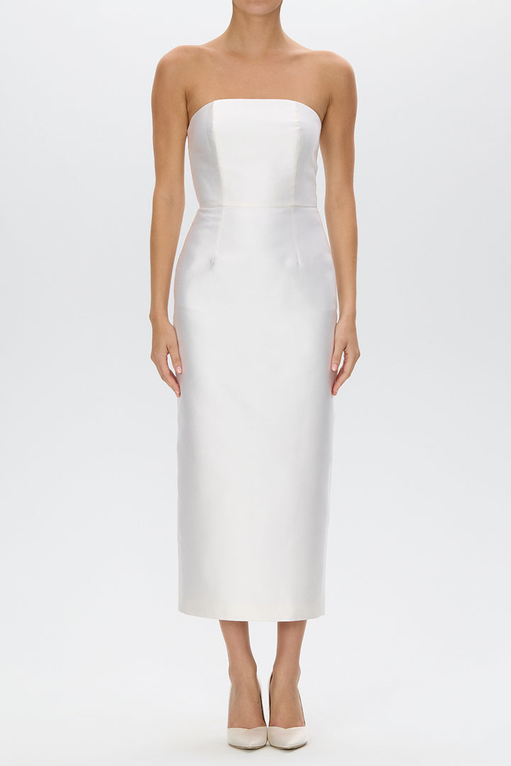 Juliette Silk and Wool Midi Dress with Bow Belt