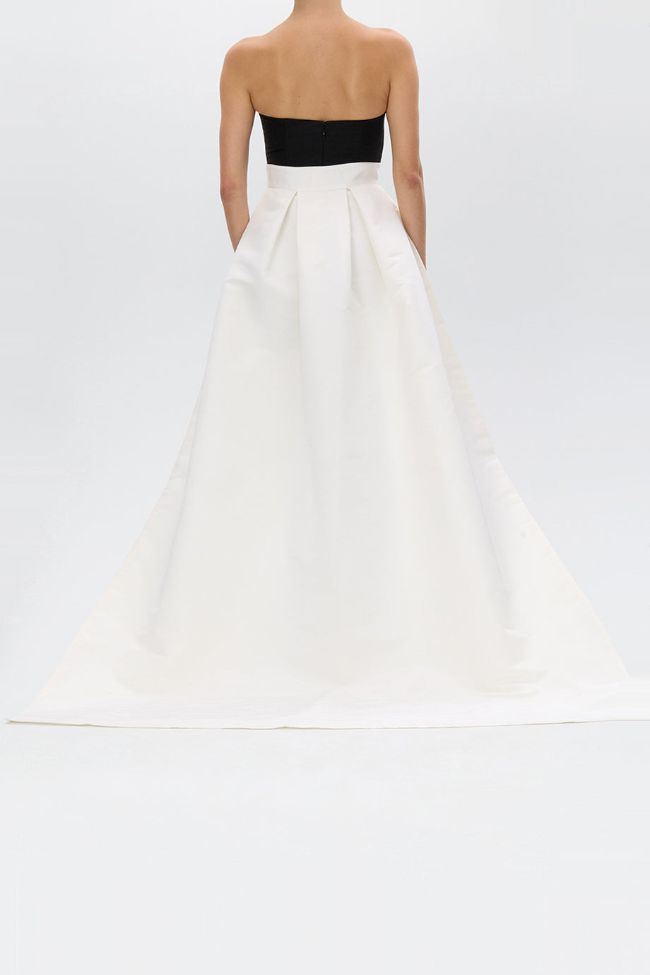 Leonore Silk Faille Column Gown with Detachable Bow Train