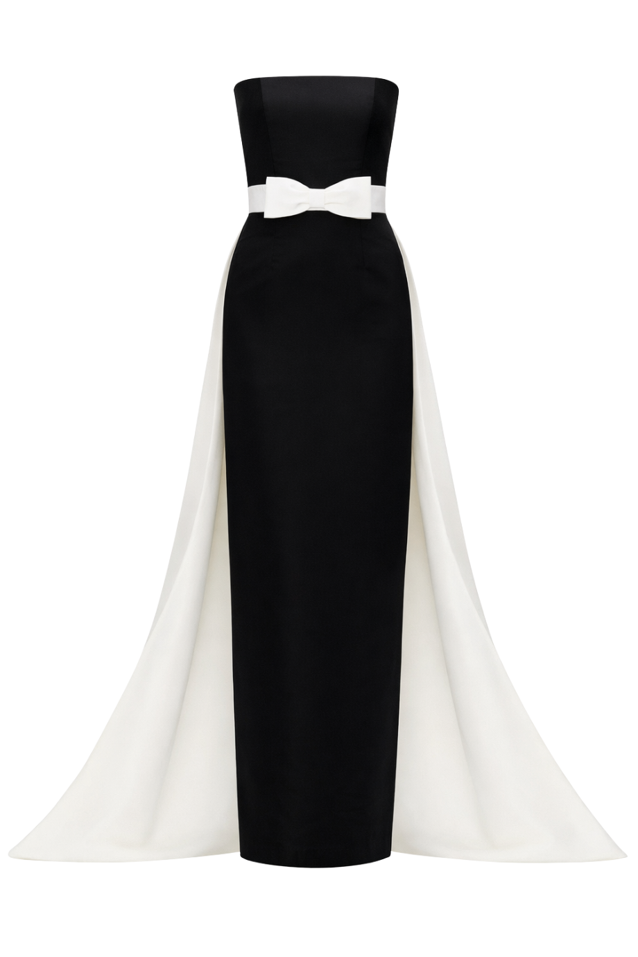 Leonore Silk Faille Column Gown with Detachable Bow Train