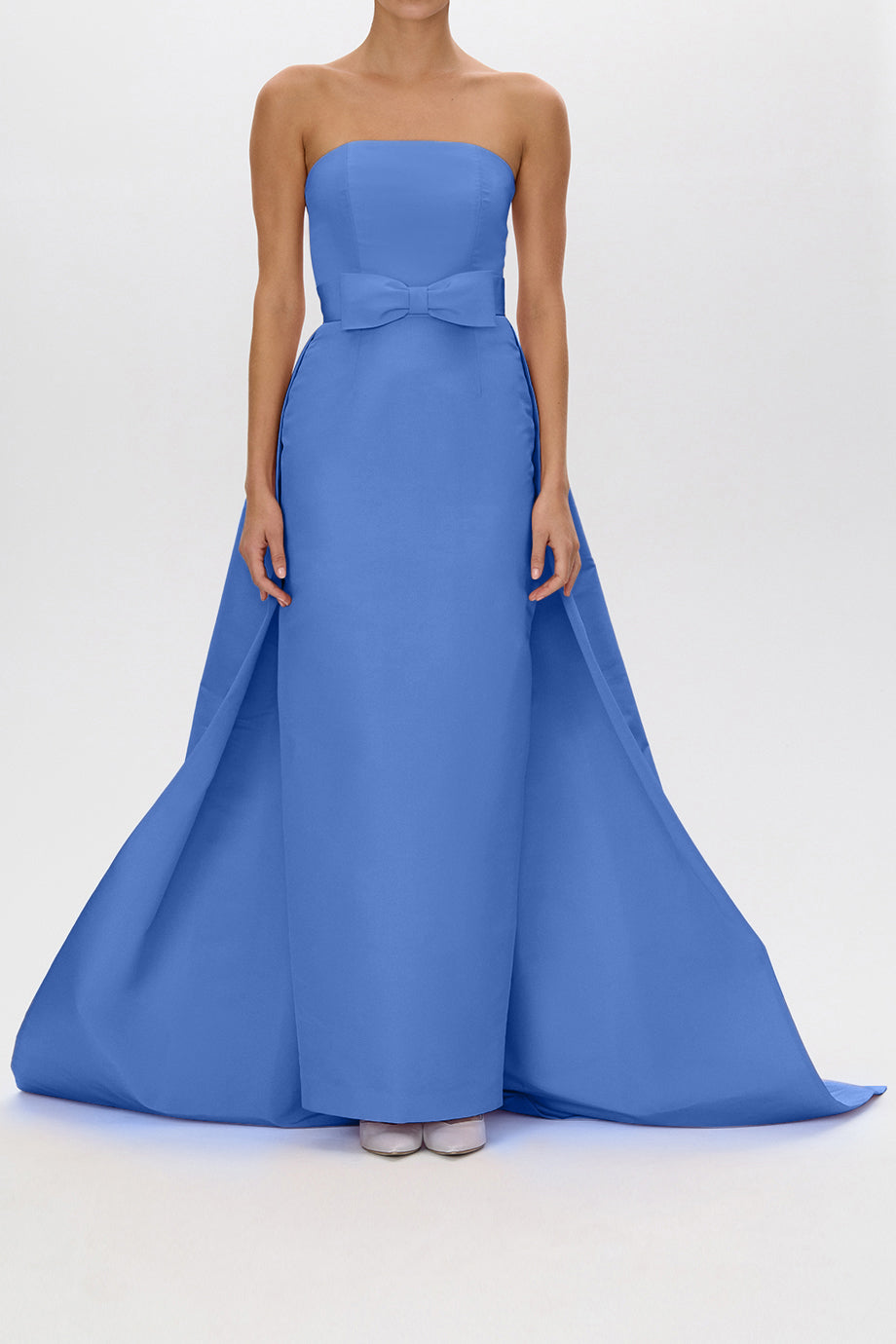 Leonore Silk Faille Column Gown with Detachable Bow Train