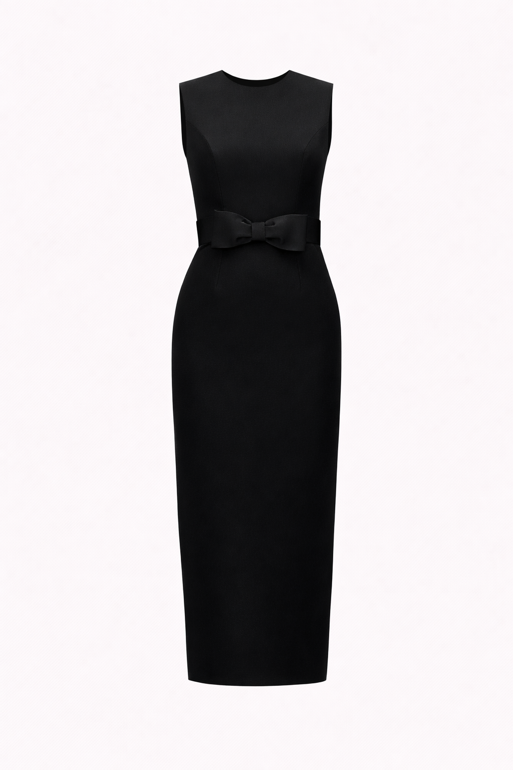 Lydia Silk Faille Midi Dress with Bow Belt
