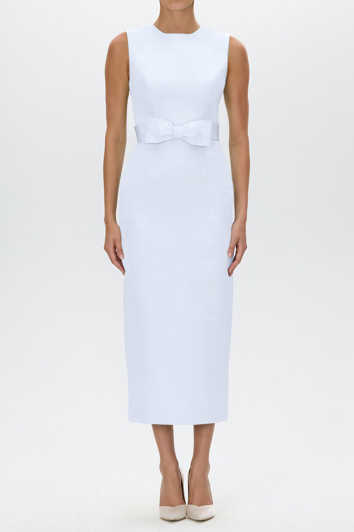 Lydia Silk Faille Midi Dress with Bow Belt