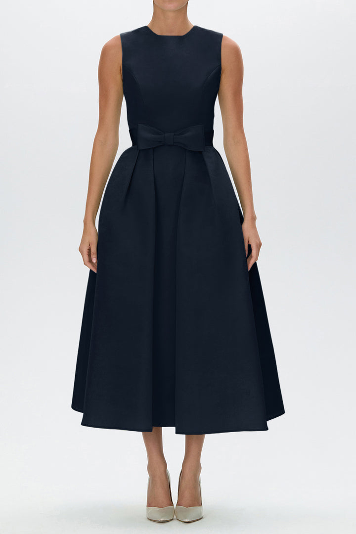 Silk Faille Mid-Length Bow Convertible Skirt