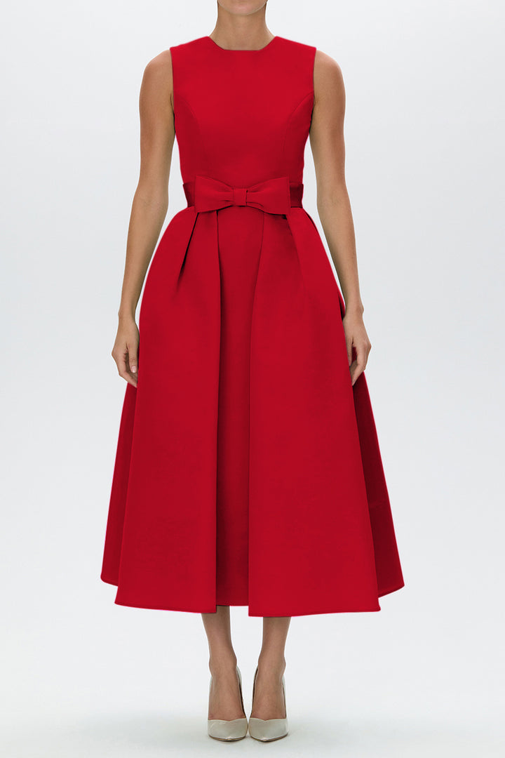Silk Faille Mid-Length Bow Convertible Skirt