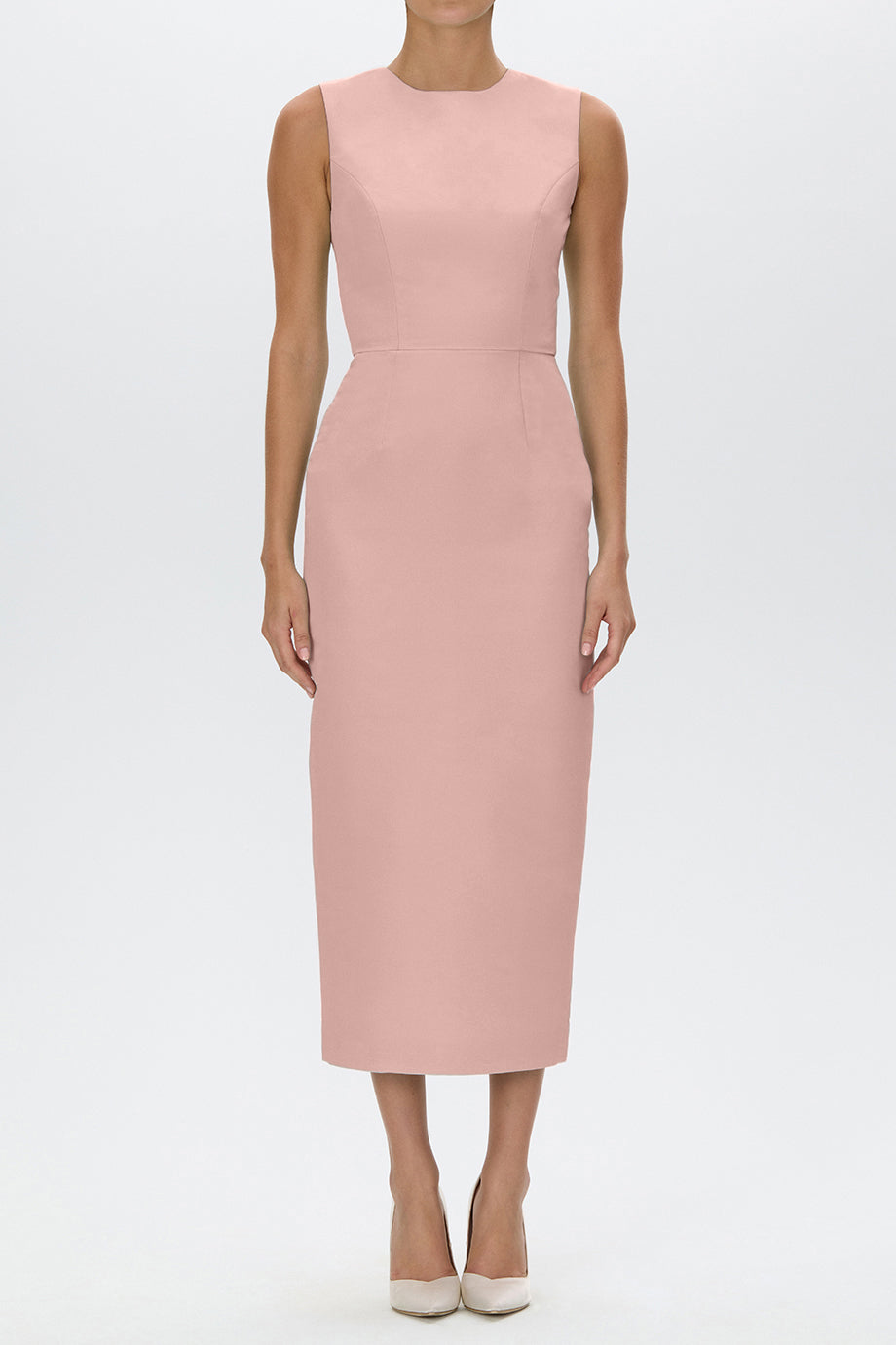 Lydia Silk Faille Midi Dress with Mid-Length Bow Convertible Skirt Silk Faille Blush / 8