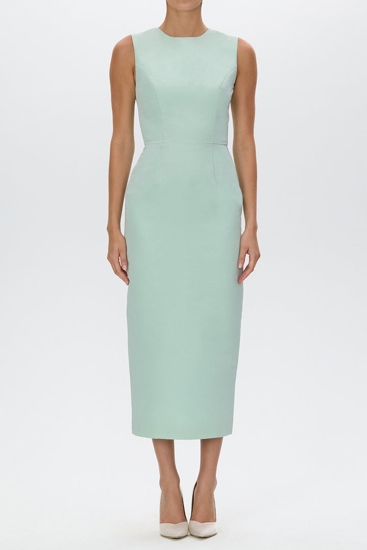 Lydia Silk Faille Midi Dress with Mid-Length Bow Convertible Skirt