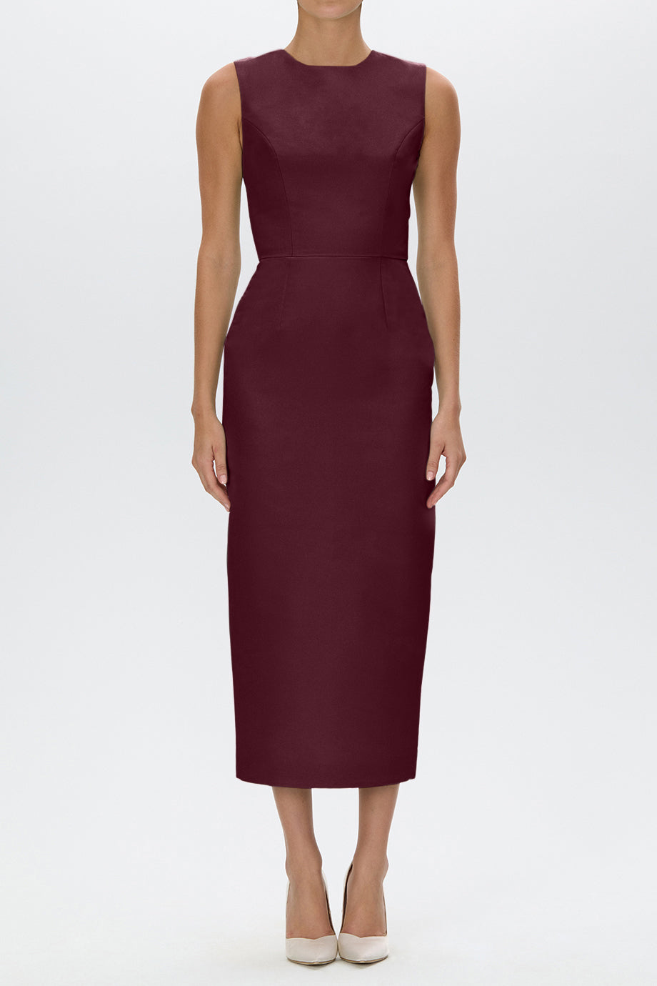 Lydia Silk Faille Midi Dress with Bow Belt