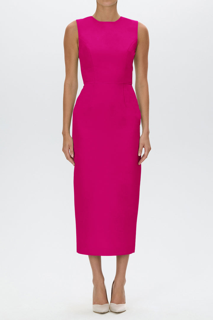 Lydia Silk Faille Midi Dress with Mid-Length Bow Convertible Skirt