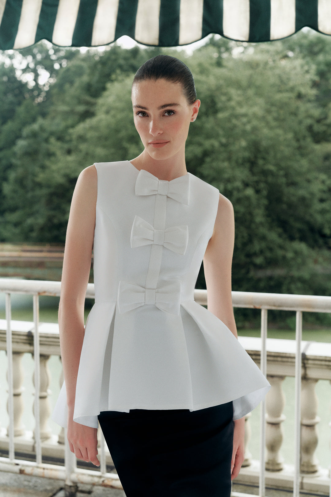 Odette Silk Faille Peplum Top