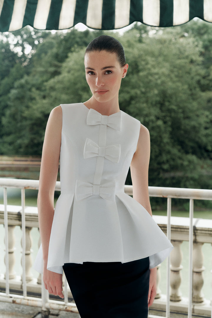 Odette Silk Faille Peplum Top
