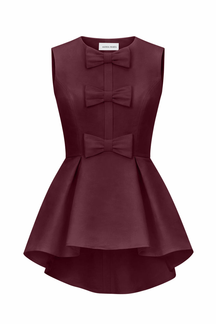 Odette Silk Faille Peplum Top