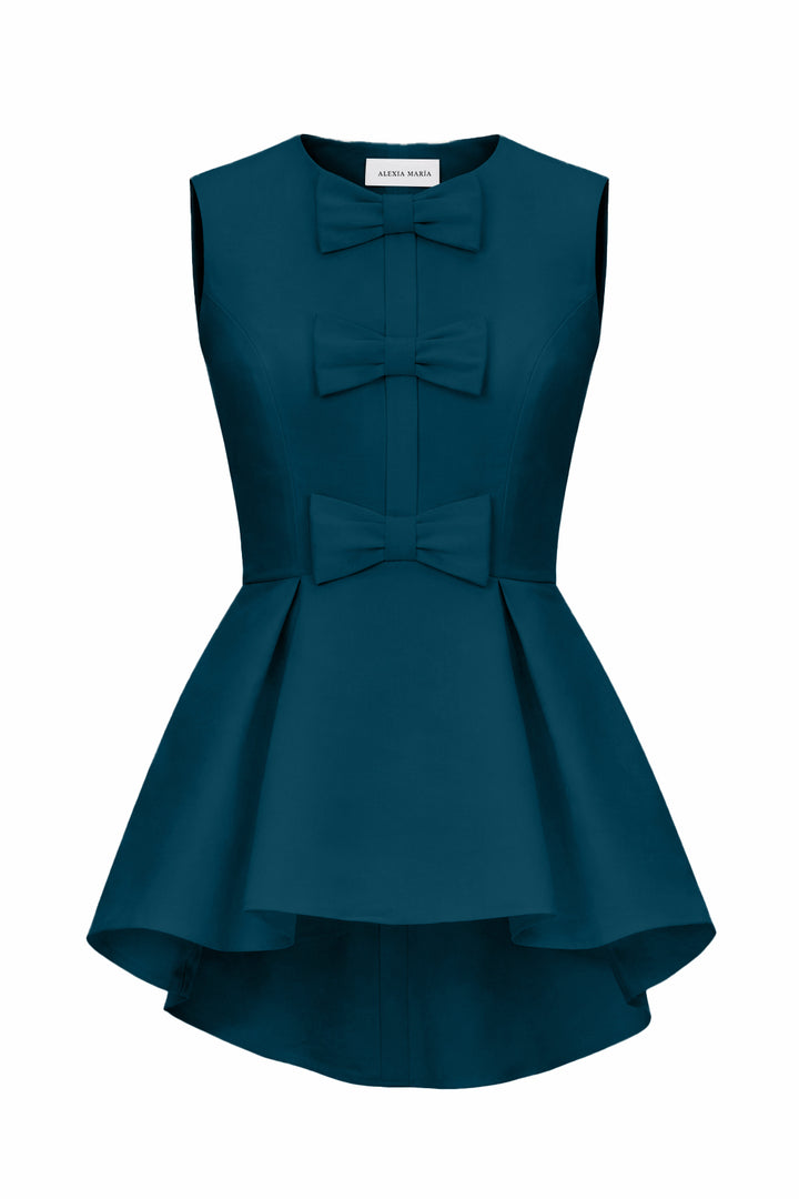 Odette Silk Faille Peplum Top