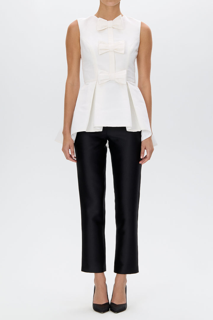 Odette Silk Faille Peplum Top