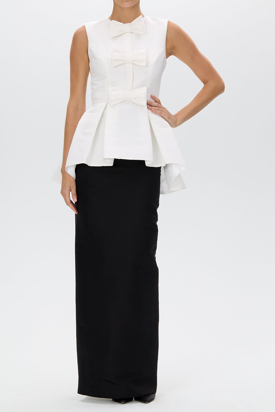 Odette Silk Faille Peplum Top